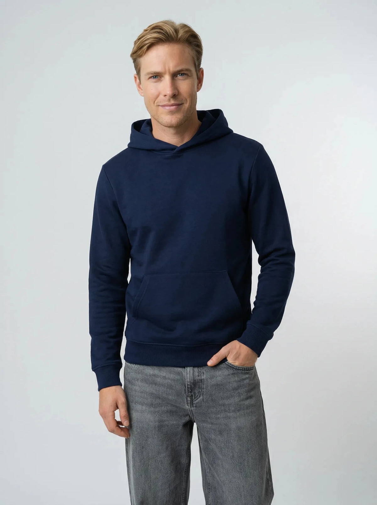 Navy organic cotton hoodie, made in France – ERVERTE Paris