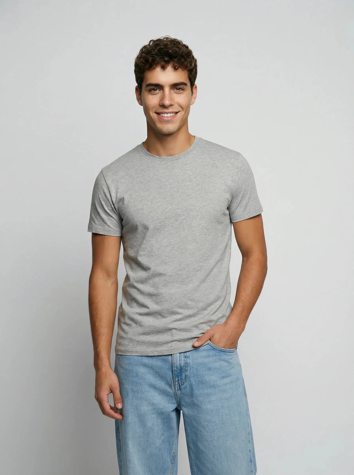 Γκρι μελανζέ βαμβακερό T-shirt, κατασκευασμένο στη Γαλλία – ERVERTE Paris