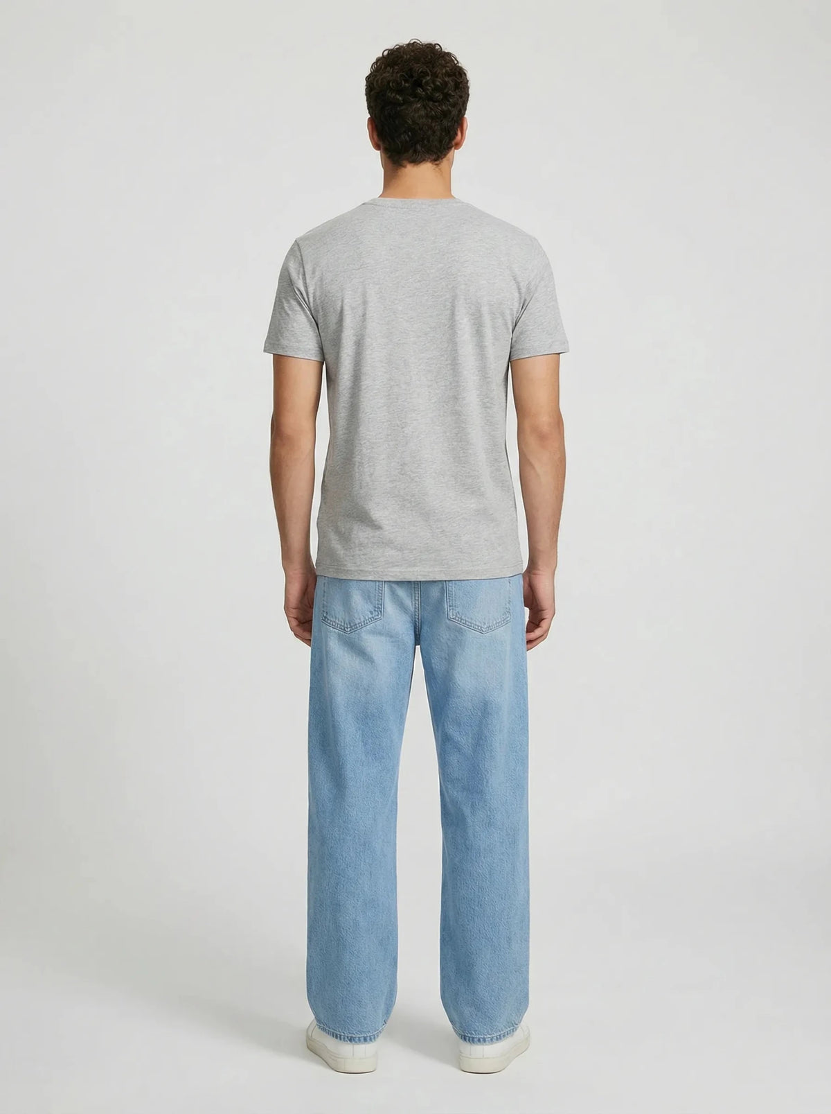 Γκρι μελανζέ βαμβακερό T-shirt, πίσω όψη – ERVERTE Paris