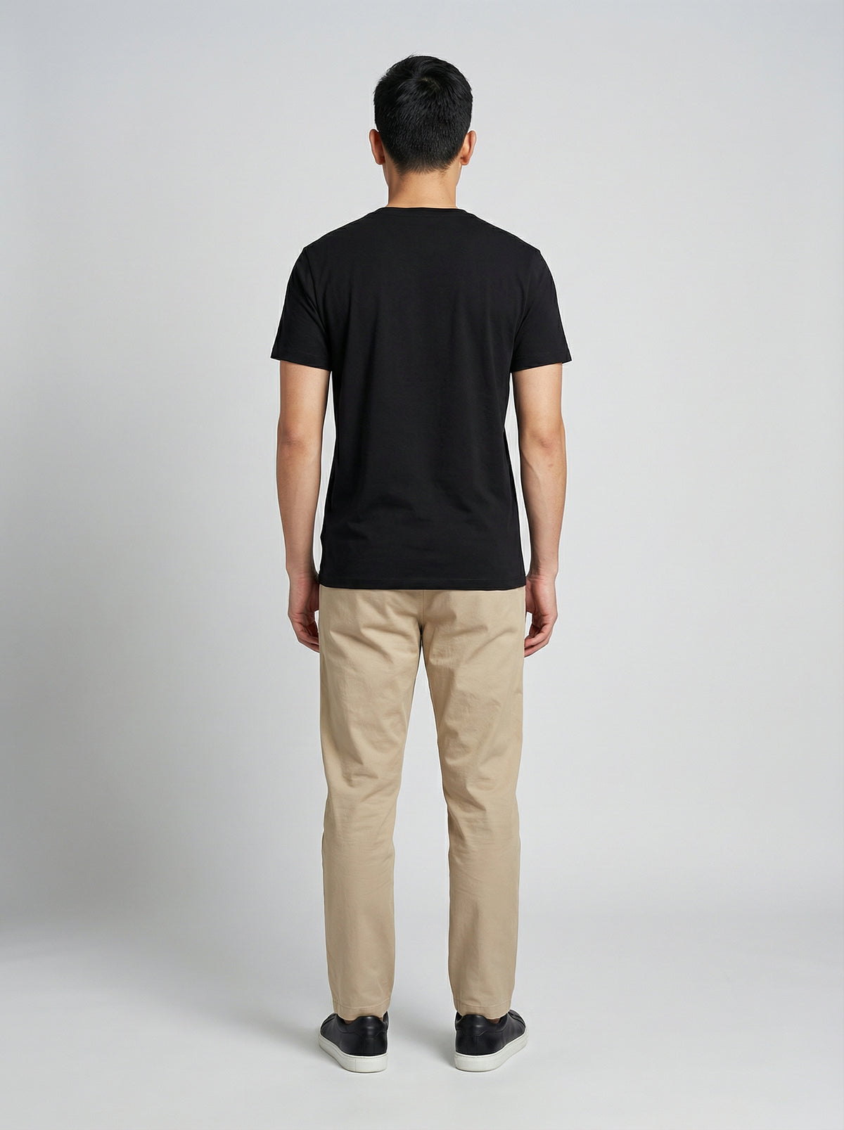 Black cotton T-shirt, back worn view – ERVERTE Paris
