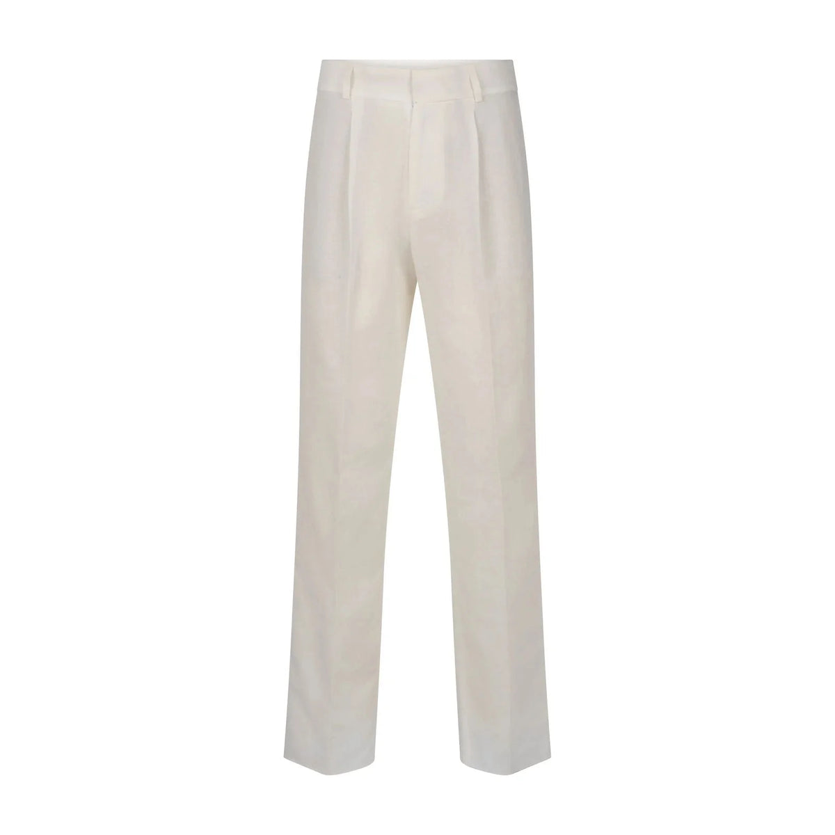 Witte linnen pantalon met plooien — Made in France – ERVERTE Paris