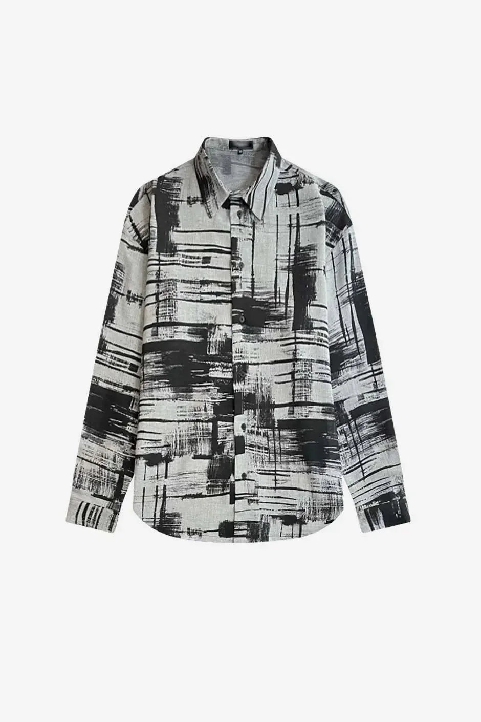 지오메트릭 프린트 오버사이즈 리넨 셔츠 — Made in France – ERVERTE Paris