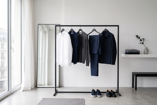 Minimal men’s capsule wardrobe in natural fibres