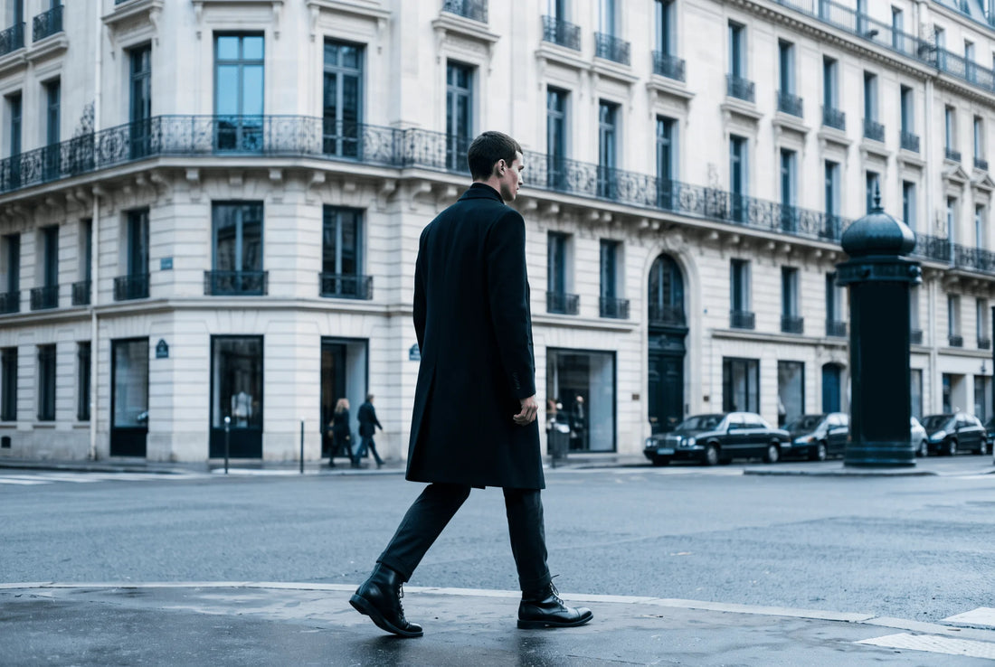 Scène de mode parisienne dans un éditorial contemporain raffiné