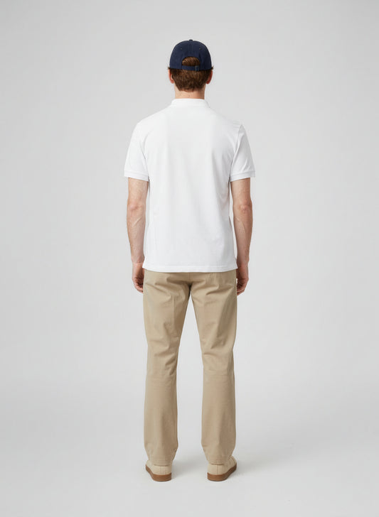 白色有机棉马球 - 法国制造