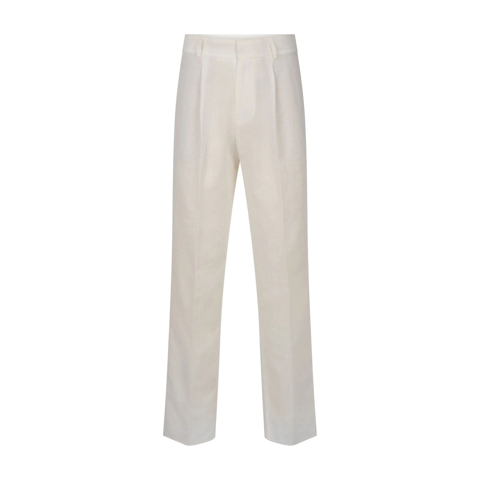 Linen White Pleated Pants - Erverte Paris