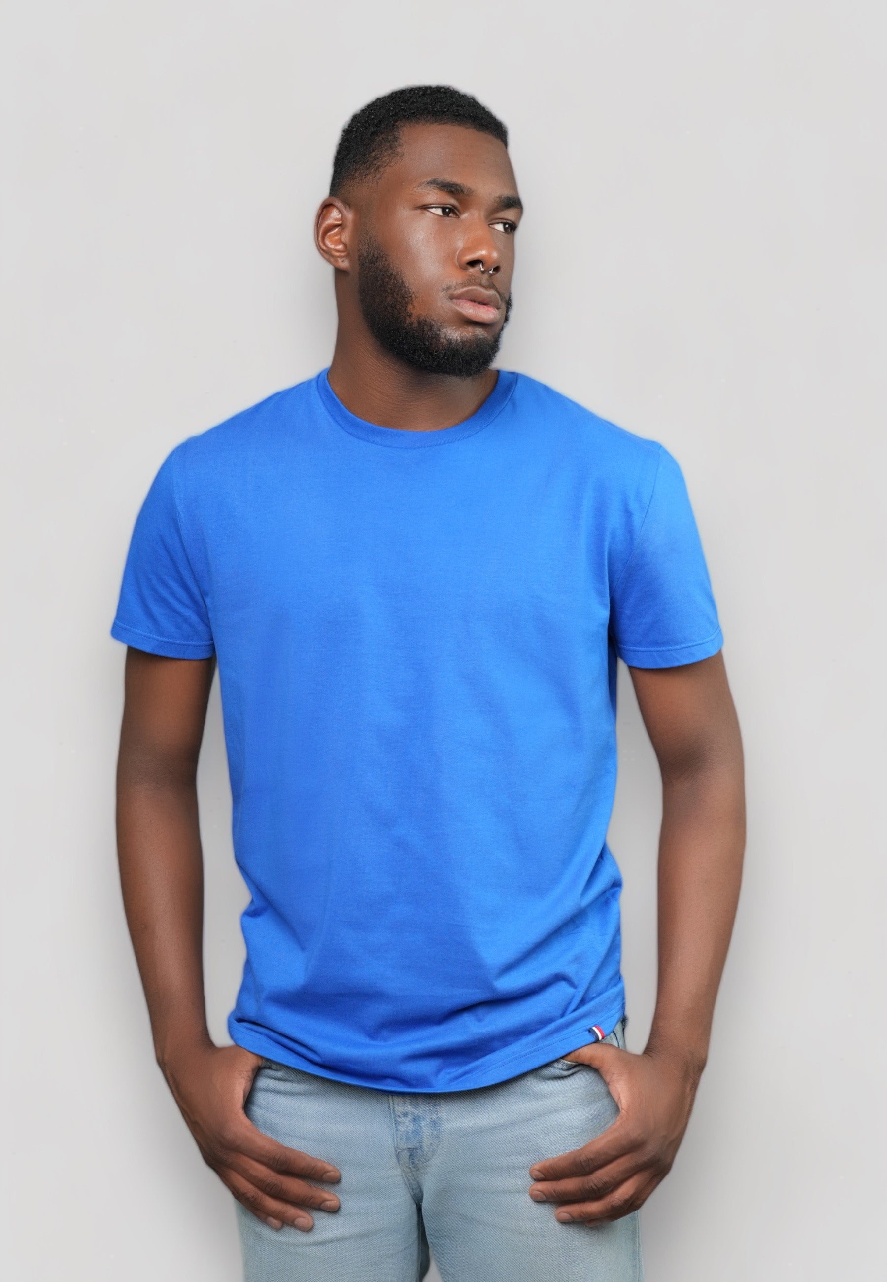 t shirt bleu electrique made in france