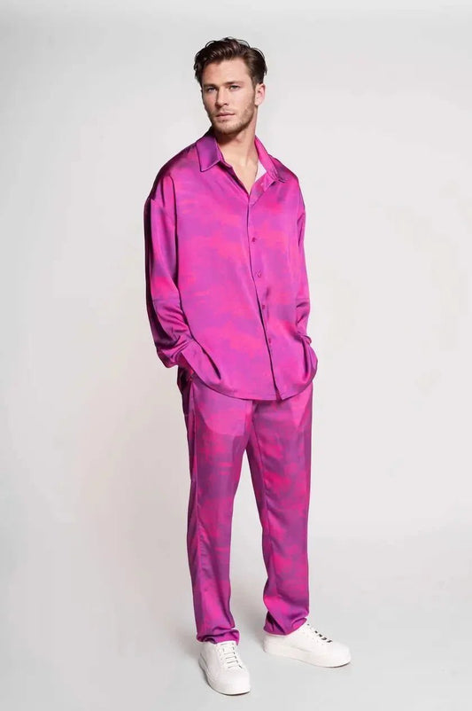 Pantalón 100 % seda con estampado Savanna, fabricado en Francia – ERVERTE Paris