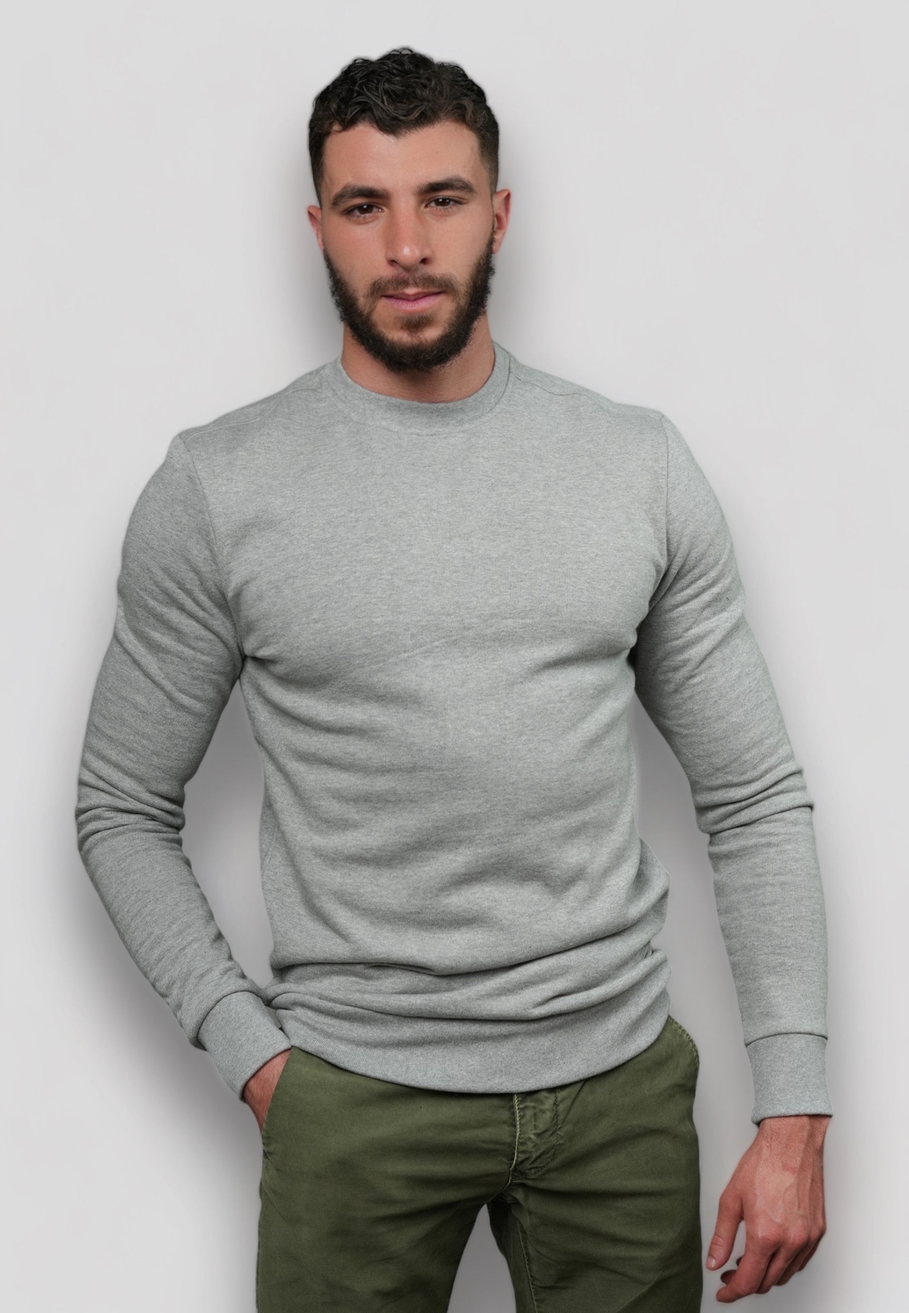 Men's Grey Sweatshirt | Grey Cotton Sweatshirt | Erverte Paris