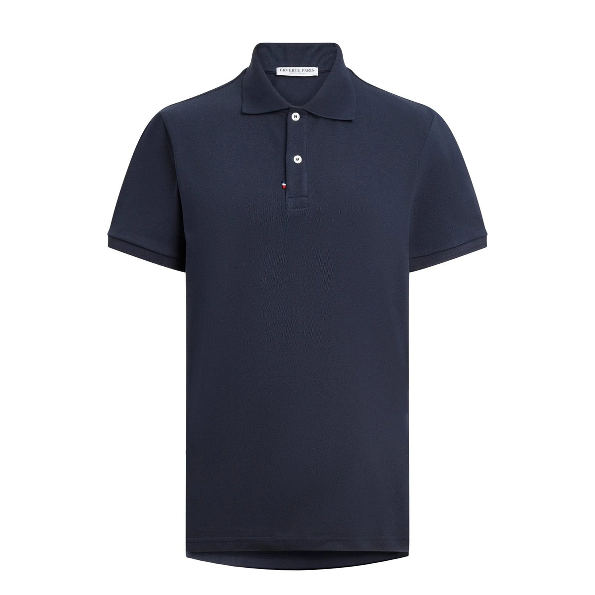 Polo bleu marine en coton biologique, fabriqué en France – ERVERTE Paris